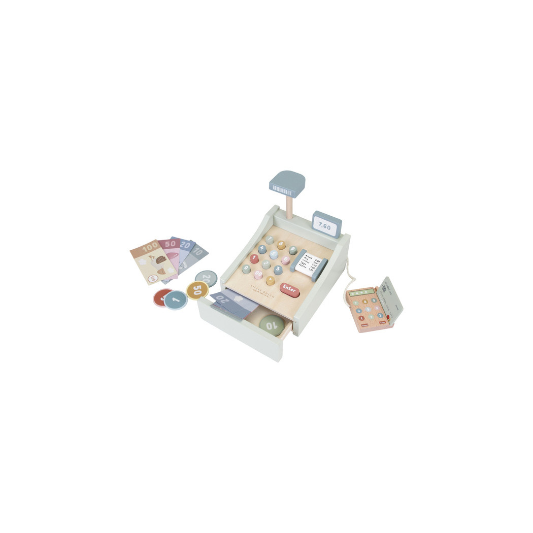 8713291770829 Drewniana Kasa Fiskalna ze Skanerem - Little Dutch