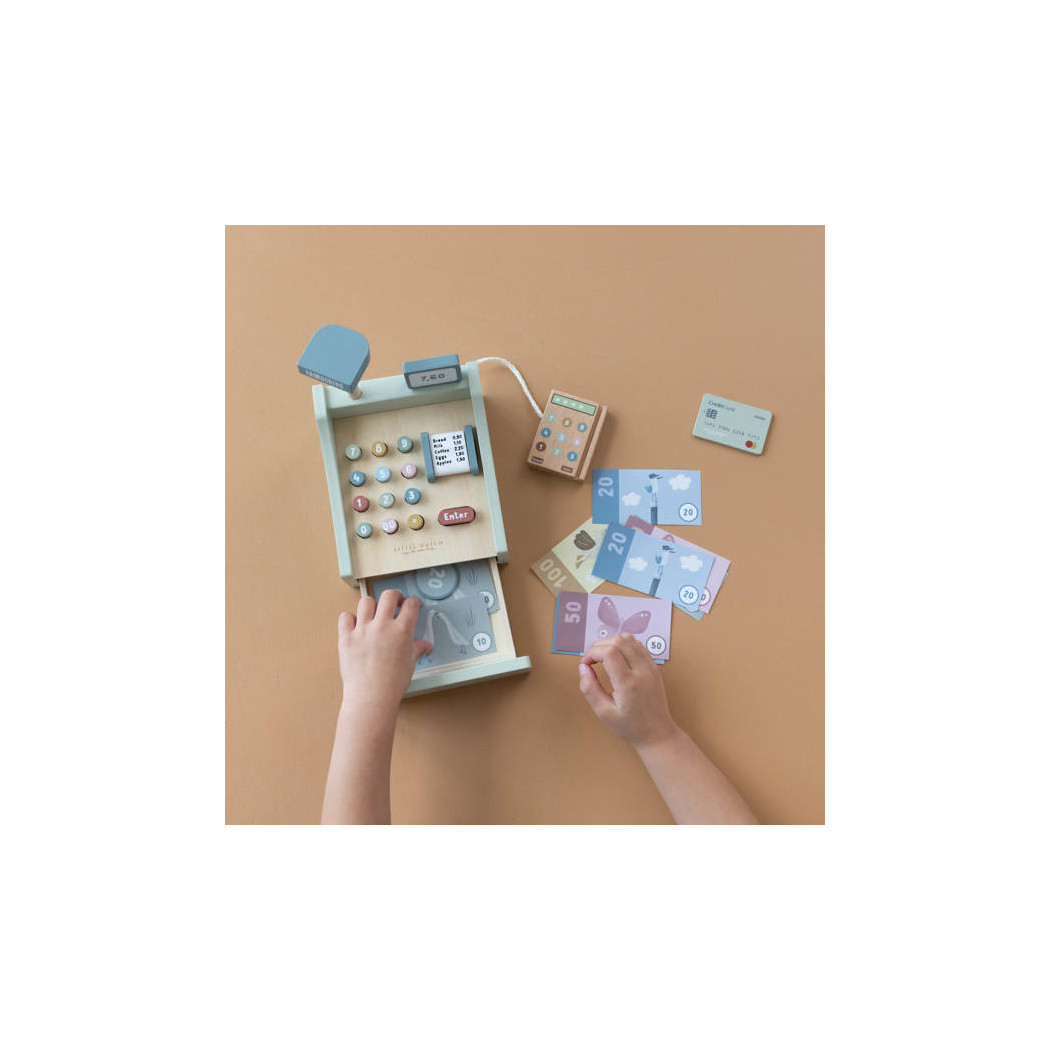 8713291770829 Drewniana Kasa Fiskalna ze Skanerem - Little Dutch