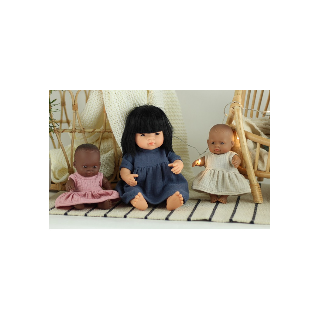 Cappucino 21 - Sukienka Muślinowa - Rozmiar 21 - Ubranko Dla Lalek - Miniland - LILLITOY