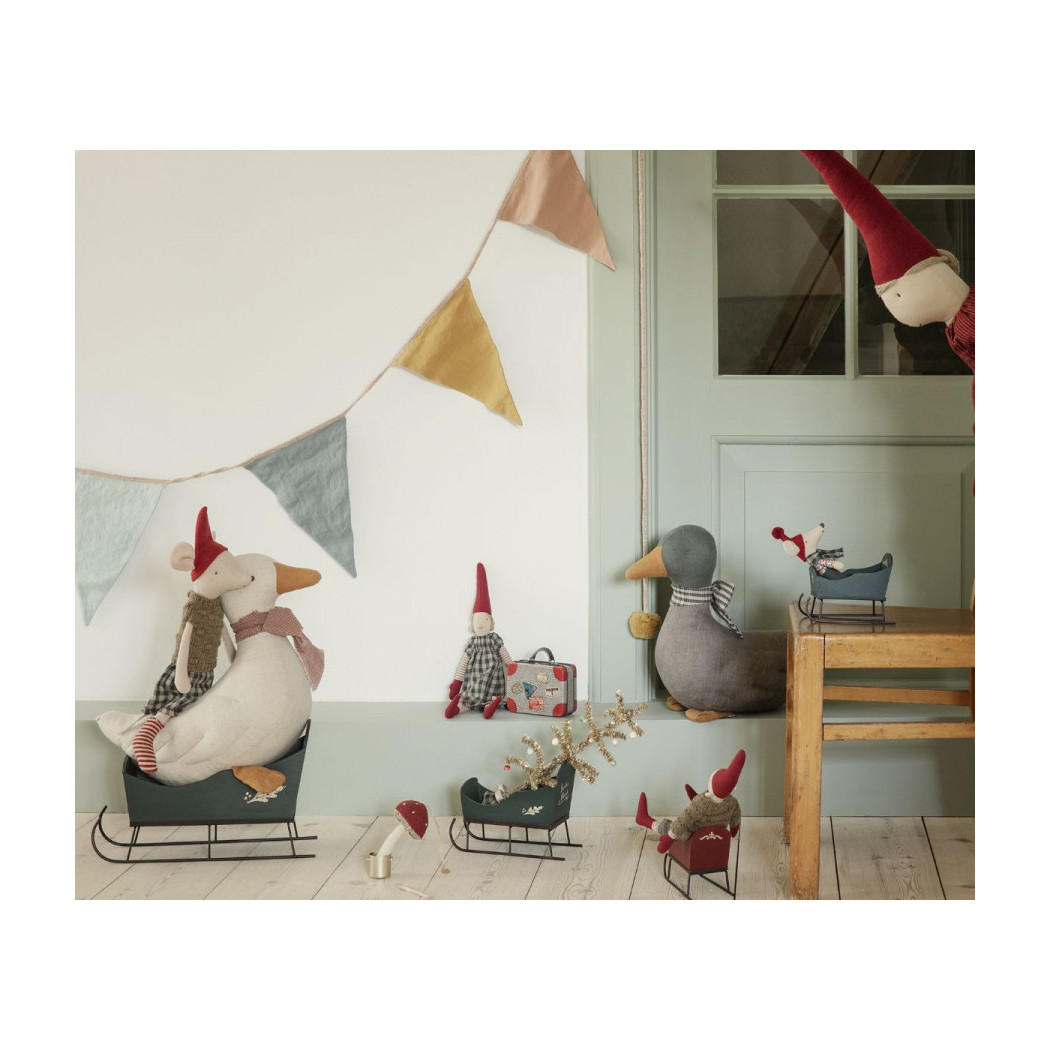 Zielone Sanki - Sleigh Mouse - Akcesoria Dla Lalek - Maileg Christmas