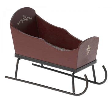 Czerwone Sanki - Sleigh Mouse - Akcesoria Dla Lalek - Maileg Christmas