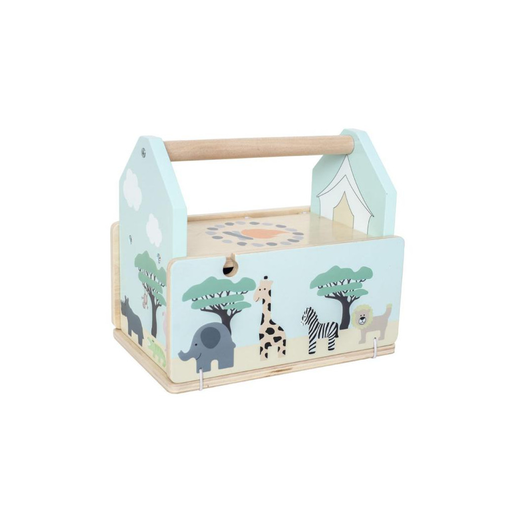 Tor Safari ze Zwierzętami Składany - Drewniana Zabawka JaBaDaBaDo