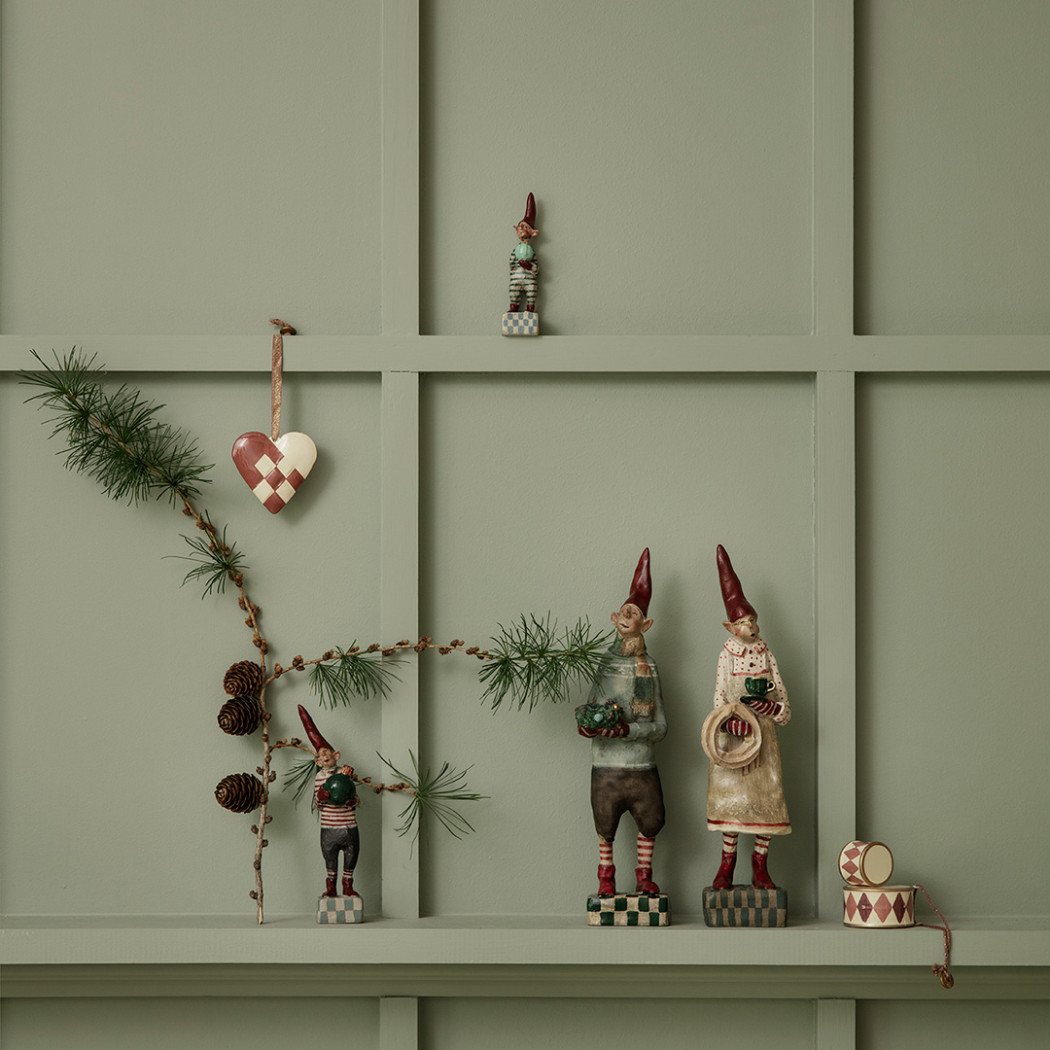 Serduszko w Zieloną Kratkę - Dekoracja Bożonarodzeniowa - Metal Ornament Braided Heart Dark Green - Maileg Christmas