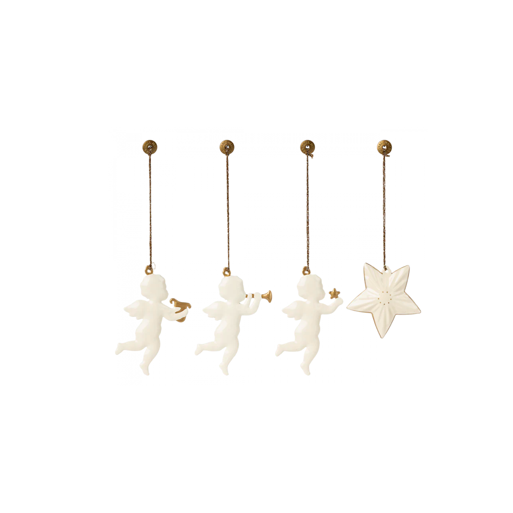 Zestaw Ozdób Metalowych Maileg - Gwiazdka i Aniołki - Zawieszka Choinkowa - Metal Ornaments Holy Night Christmas