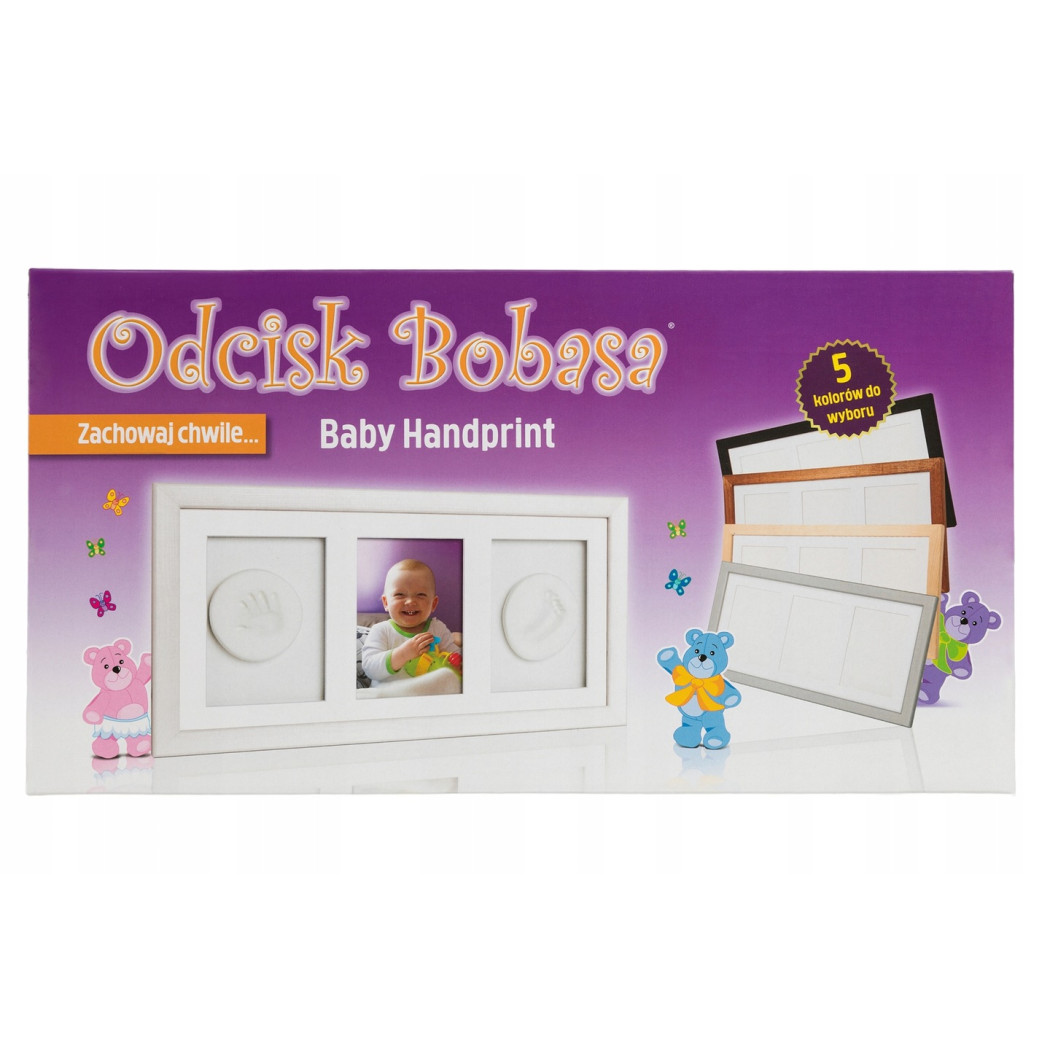 ODCISK BOBASA - POTRÓJNA RAMKA Z GLINKĄ - BIAŁA