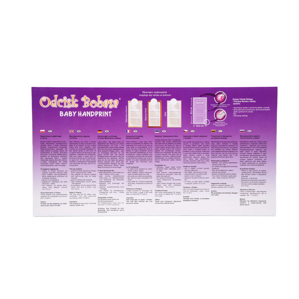 ODCISK BOBASA - POTRÓJNA RAMKA Z GLINKĄ - BIAŁA