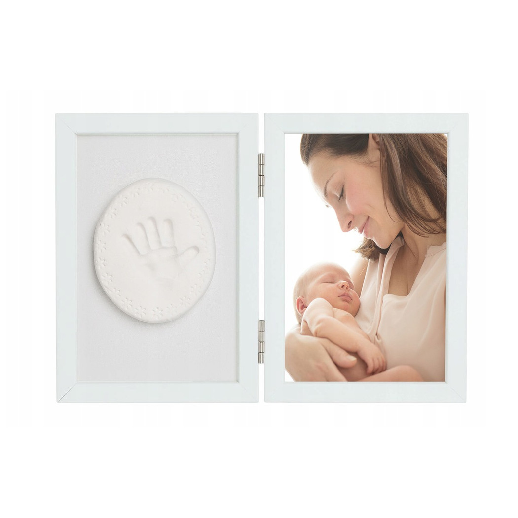 Biała - Ramka z Glinką - Tiny Memories - Odcisk Bobasa