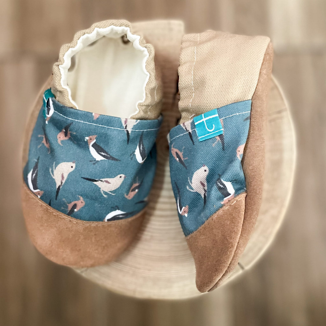 Green Birdie ze skórką - rozmiar 12-18  miesięcy - Papcie Titot - SKÓRZANA PODESZWA