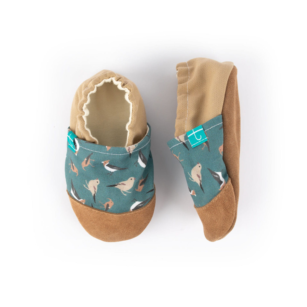 Green Birdie ze skórką - rozmiar 3-4 lata - Papcie Titot - SKÓRZANA PODESZWA