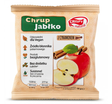 Jabłko Suszone z Cynamonem Chipsy 18g - Plasterki - Crispy Natural