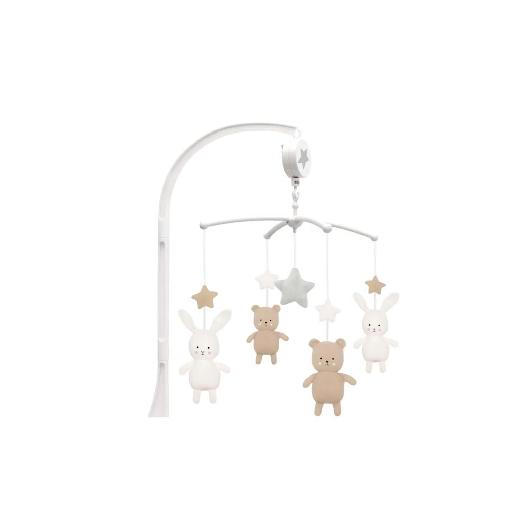 Miś i Królik - Karuzela Pozytywka Do Łóżeczka z Uchwytem - JaBaDaBaDo