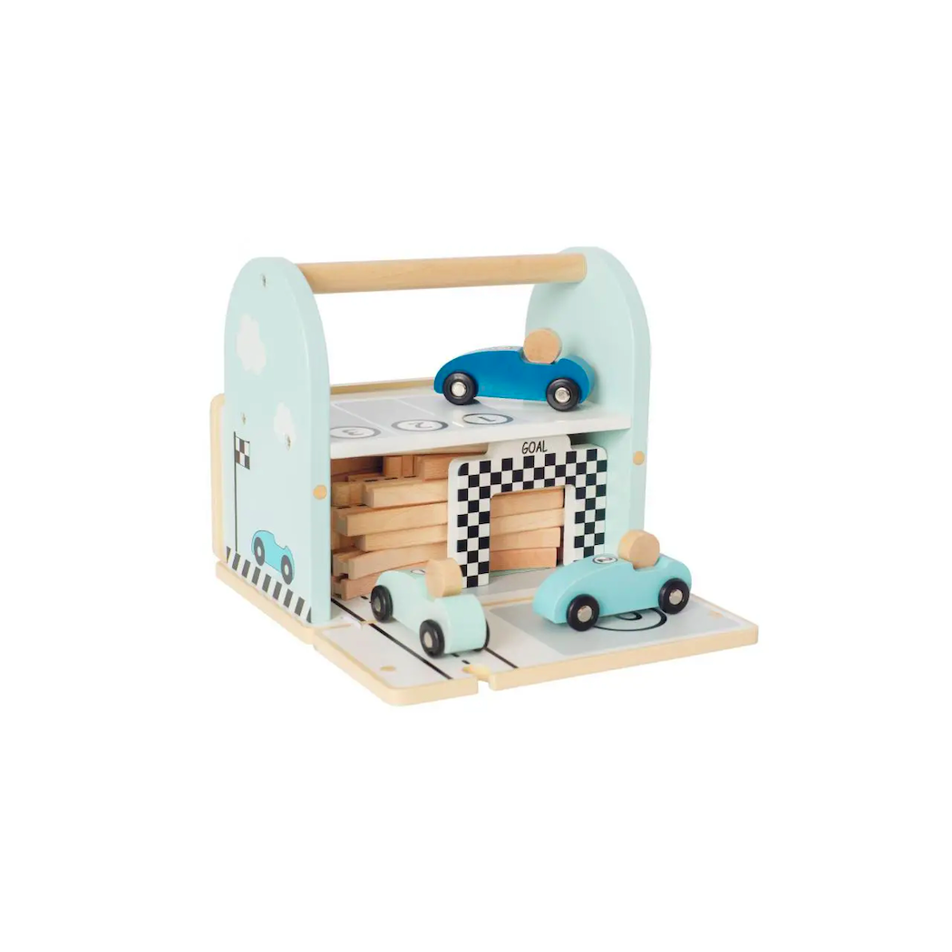Tor Wyścigowy z Autami Składany - Drewniana Zabawka JaBaDaBaDo