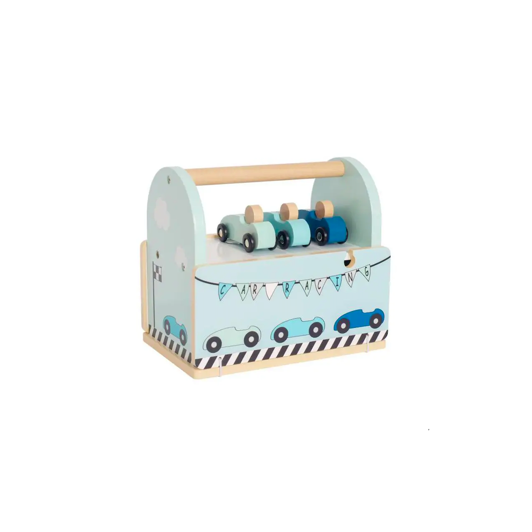 Tor Wyścigowy z Autami Składany - Drewniana Zabawka JaBaDaBaDo