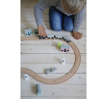 Tory z Pociągami - Kolejka Drewniana Zabawka - Train Set JaBaDaBaDo