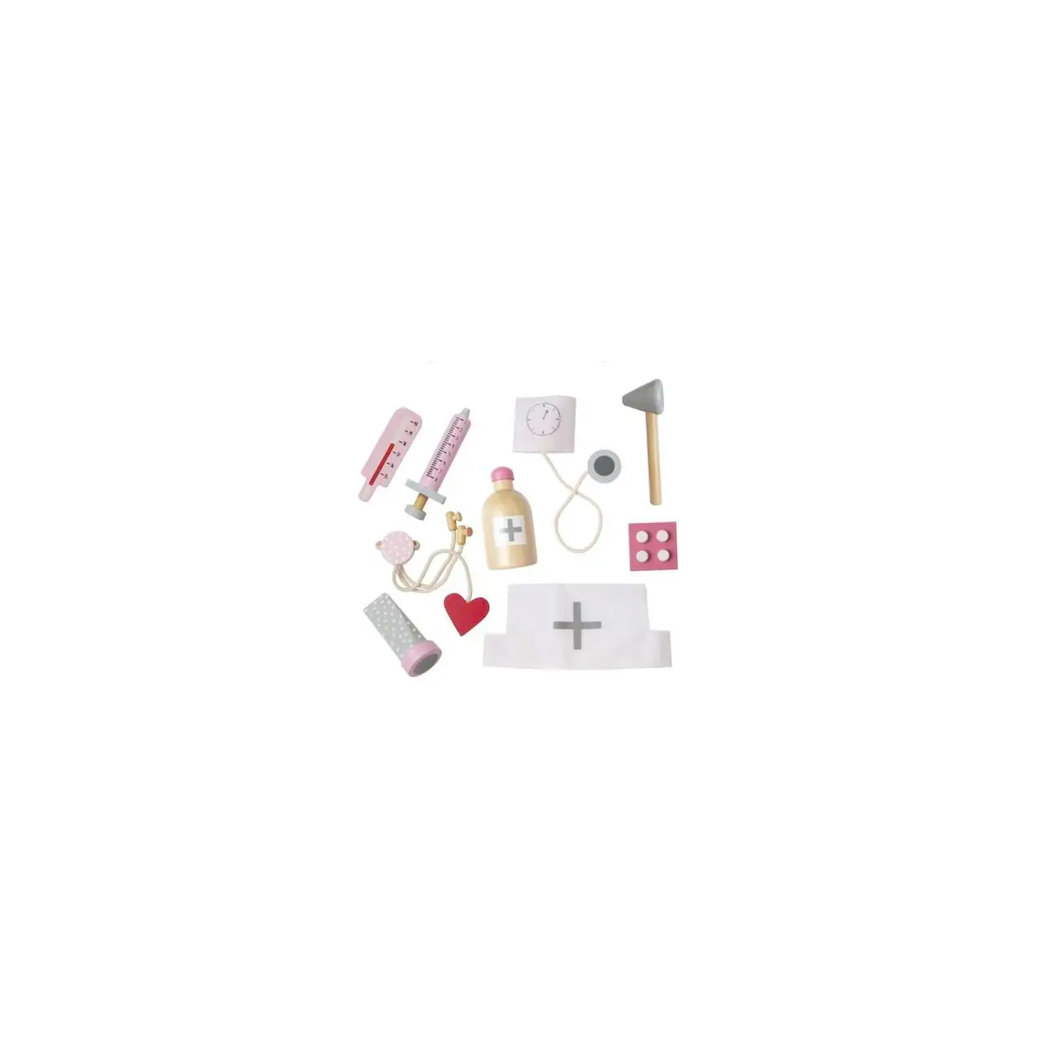 WYPRZEDAŻ Różowy Drewniany Zestaw Lekarski - JaBaDaBaDo - Mały Lekarz