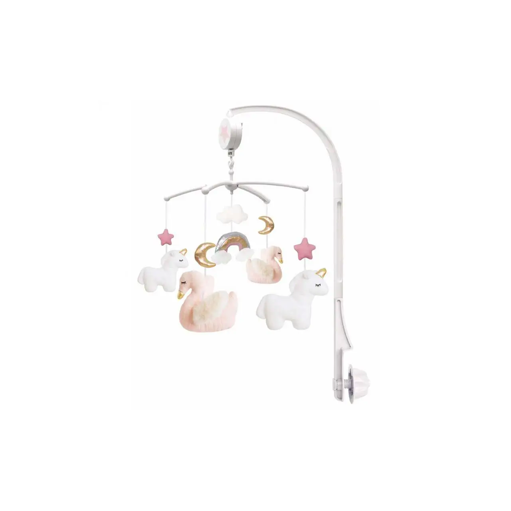 Jednorożec i Łabędź - Karuzela Pozytywka Do Łóżeczka z Uchwytem - JaBaDaBaDo