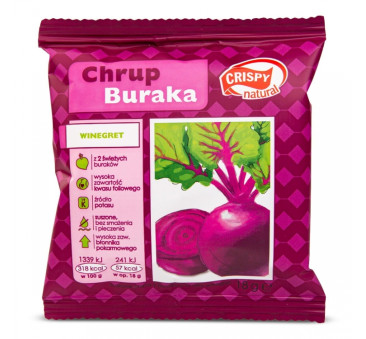 Burak Suszony o Smaku Winegret Chipsy 18g - Plasterki - Crispy Natural
