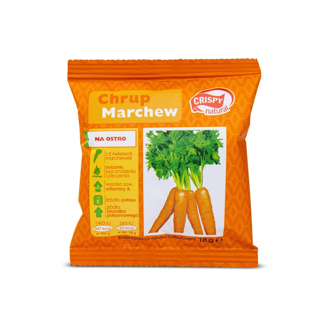 Marchew Suszona z Przyprawami Chipsy 18g - Plasterki - Crispy Natural