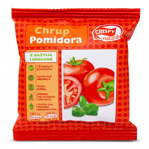 Pomidor Suszony z Bazylią i Oregano Chipsy 15g - Plasterki - Crispy Natural