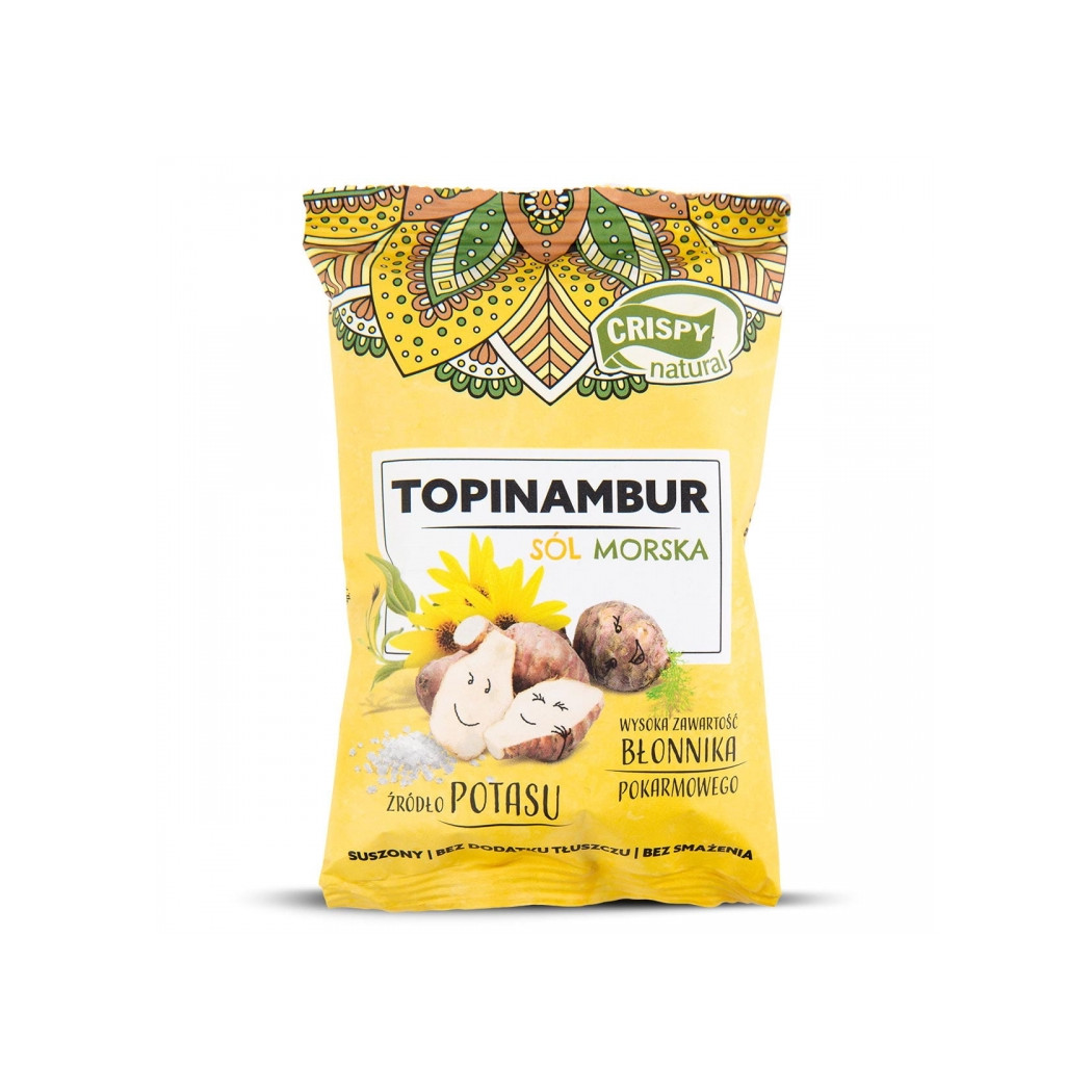 Topinambur Suszony z Solą Morską Chipsy 18g - Plasterki - Crispy Natural