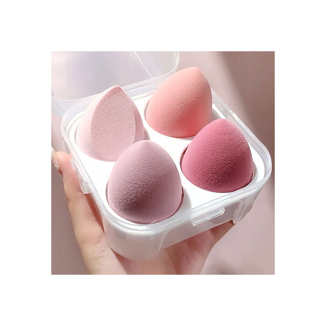 Zestaw 4 Gąbeczek do Makijażu - Beauty Blender - Stojak Gąbka Make Up