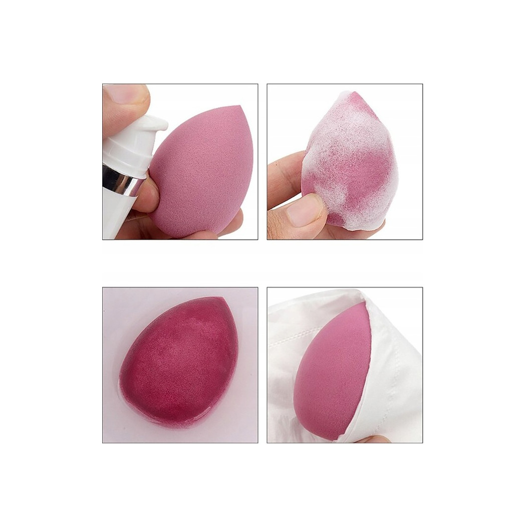 Zestaw 4 Gąbeczek do Makijażu - Beauty Blender - Stojak Gąbka Make Up