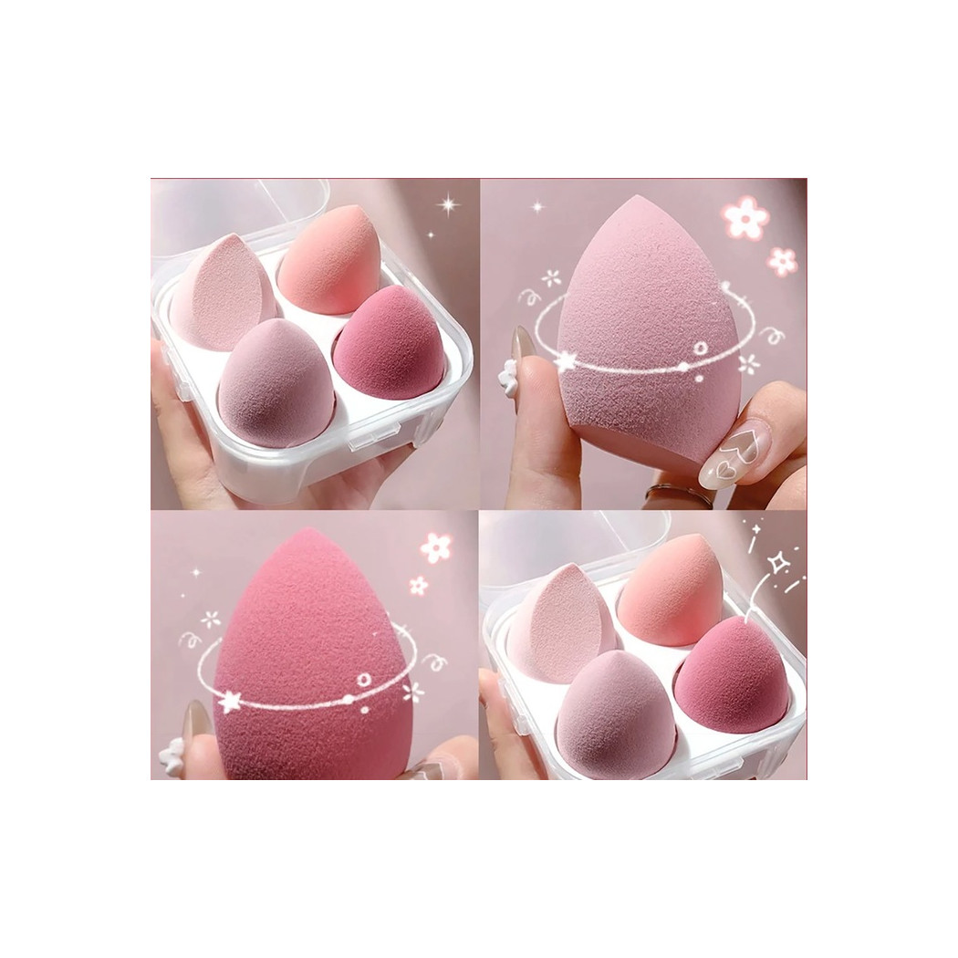 Zestaw 4 Gąbeczek do Makijażu - Beauty Blender - Stojak Gąbka Make Up