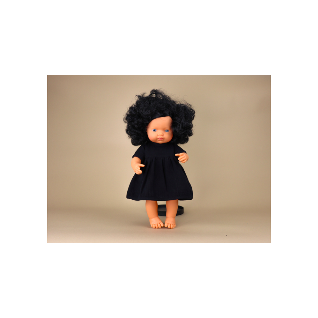 Pure Black 38 - Sukienka Muślinowa - Rozmiar 38 - Ubranko Dla Lalek - Miniland - LILLITOY