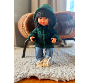 Wełniana Kurtka - Butelkowa Zieleń - Rozmiar 38 - Ubranko Dla Lalek - Miniland - LILLITOY