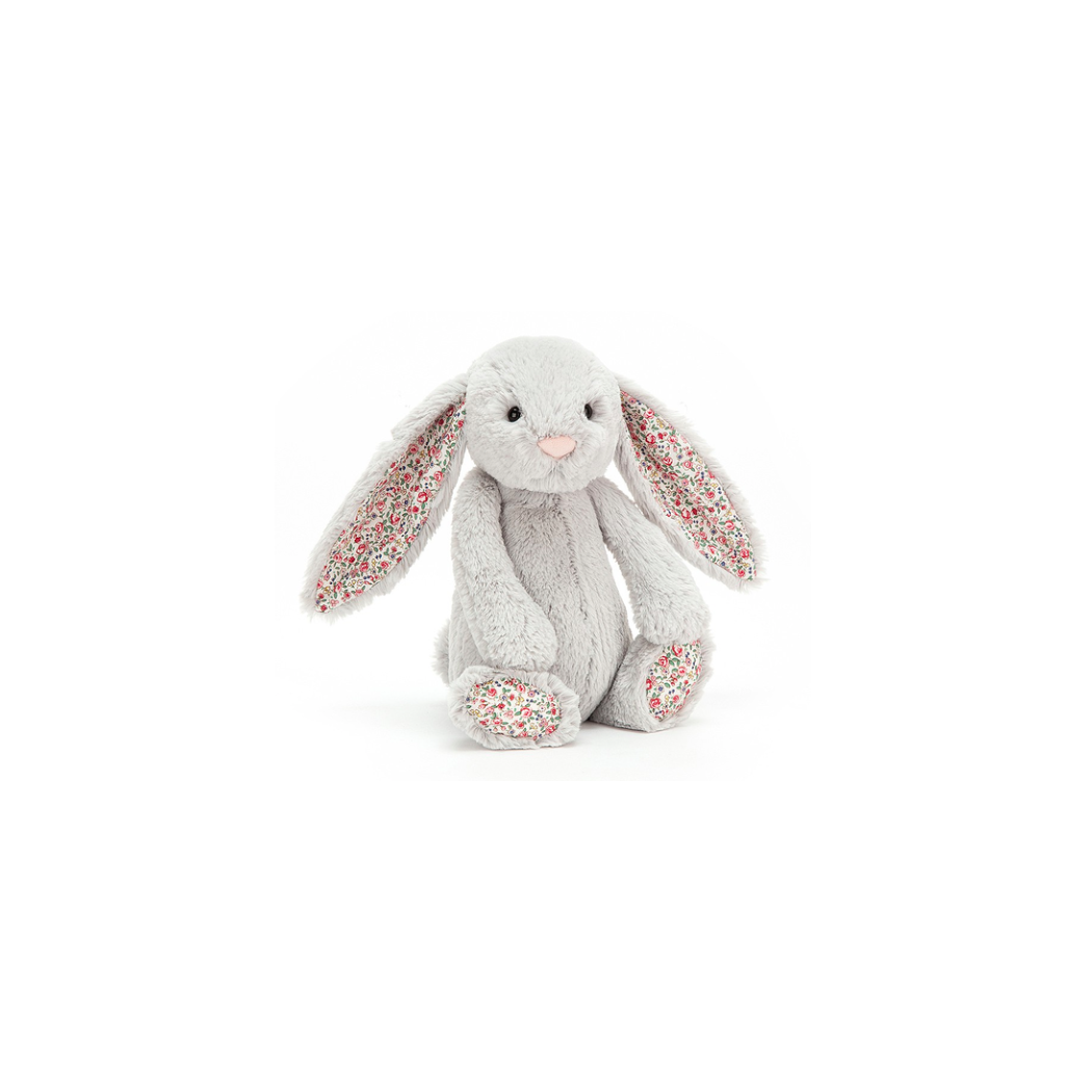 Srebrny Królik Kwiatowe Uszy i Stópki 31 cm - Maskotka Przytulanka - JellyCat