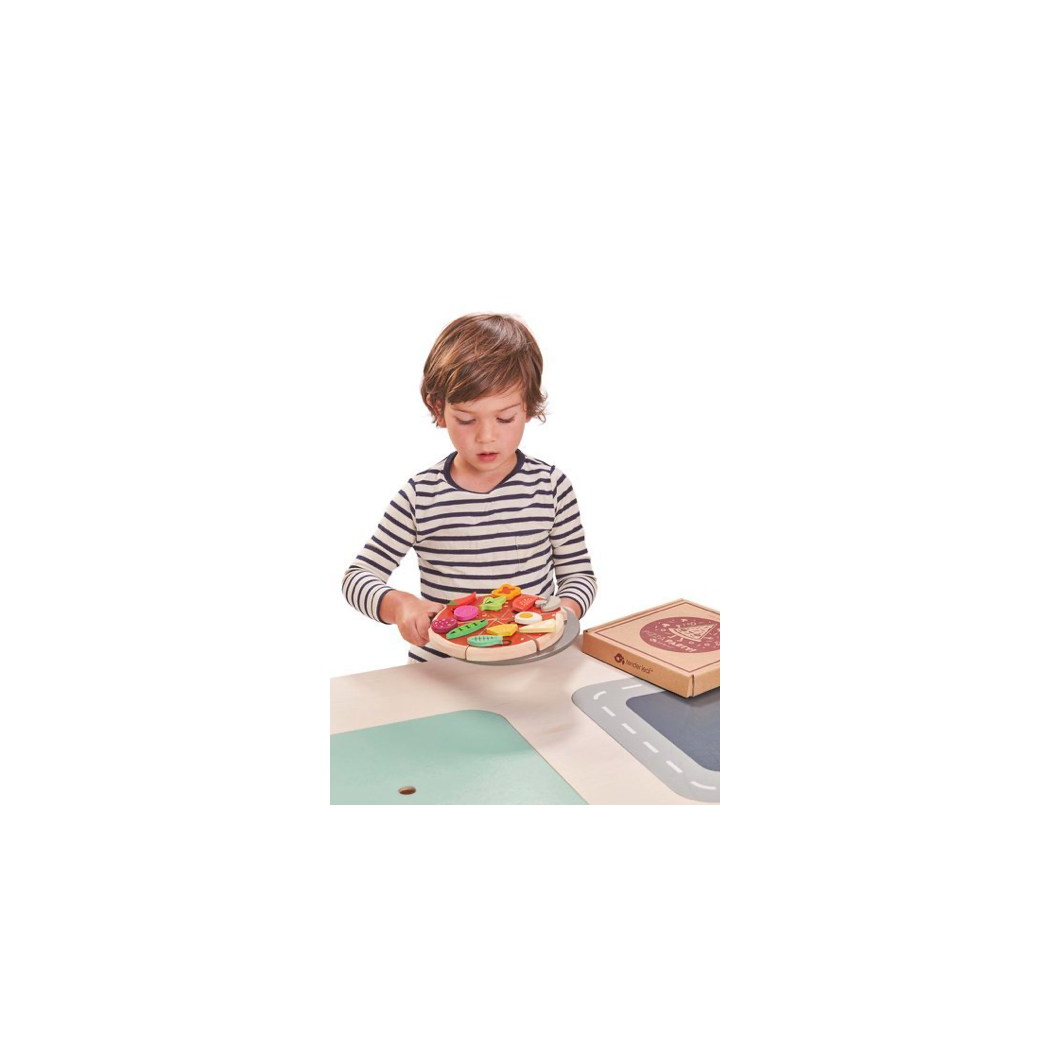 Drewniana Pizza z Dodatkami na Rzepy - Tender Leaf Toys