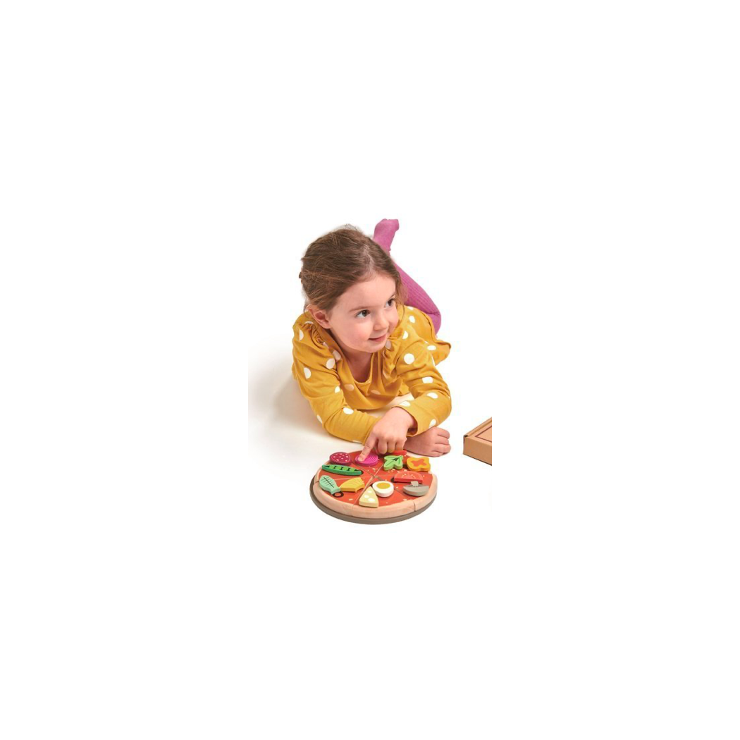 Drewniana Pizza z Dodatkami na Rzepy - Tender Leaf Toys