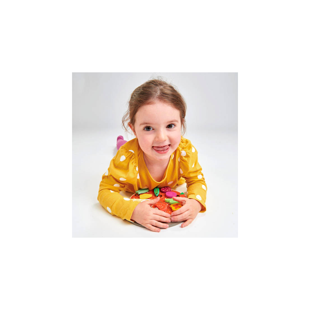 Drewniana Pizza z Dodatkami na Rzepy - Tender Leaf Toys