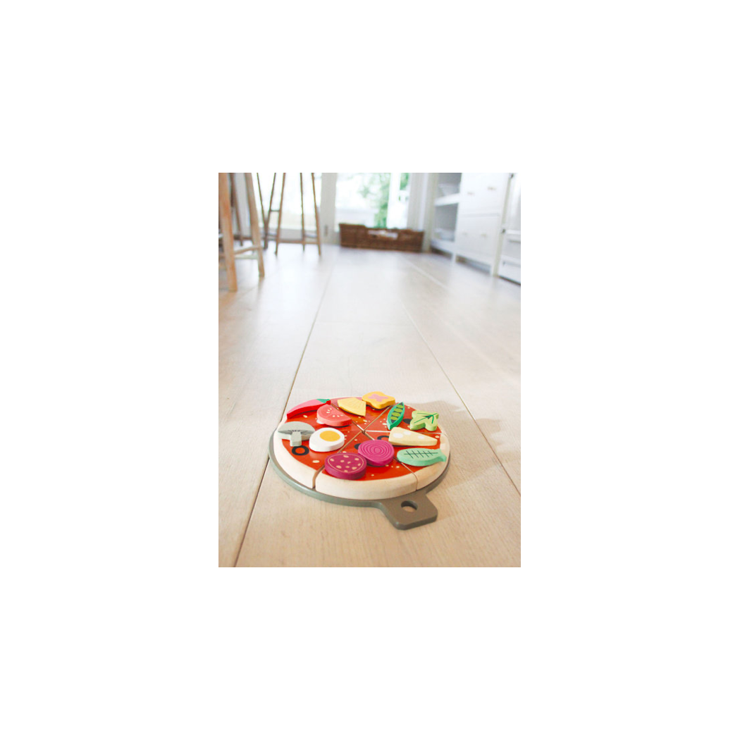 Drewniana Pizza z Dodatkami na Rzepy - Tender Leaf Toys