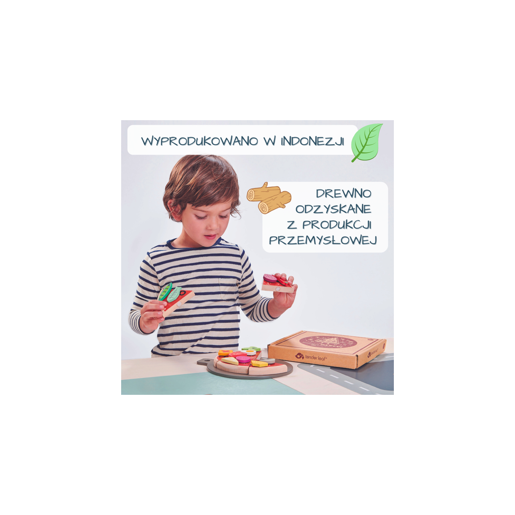 Drewniana Pizza z Dodatkami na Rzepy - Tender Leaf Toys