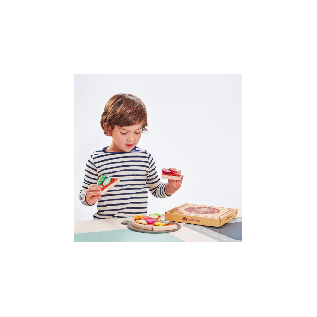 Drewniana Pizza z Dodatkami na Rzepy - Tender Leaf Toys