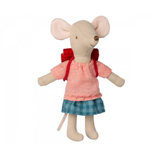 Myszka Rowerzystka - Czerwony Plecak - Tricycle Mouse - Big Sister With Bag - Red - Maileg