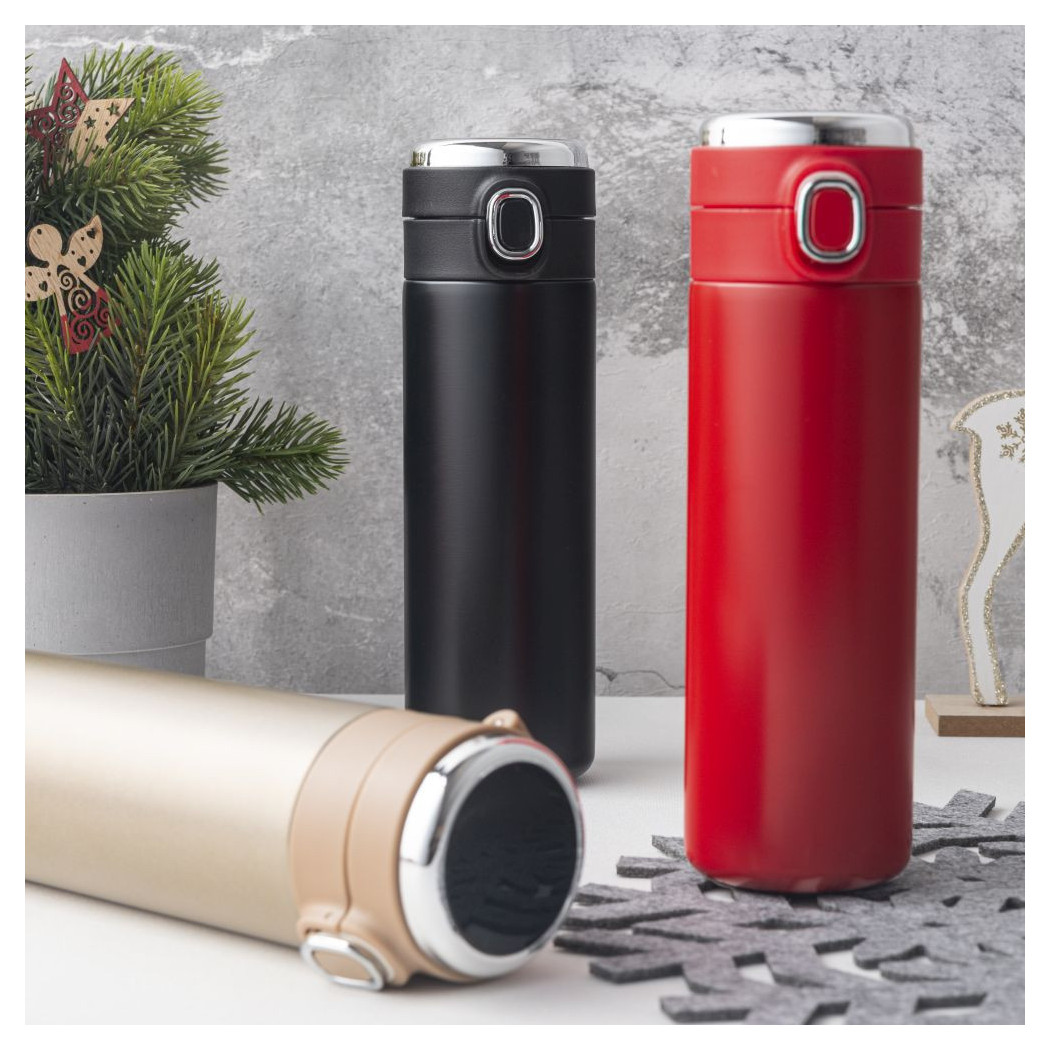 Czarny Kubek Termiczny 420 ml - Wyświetlacz LED - Altom Design