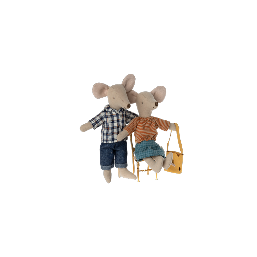 Mama Pomarańczowa Bluzka Niebieska Spódnica i Torebka - Ubranko Dla Myszki - Mum Clothes For Mouse - Maileg