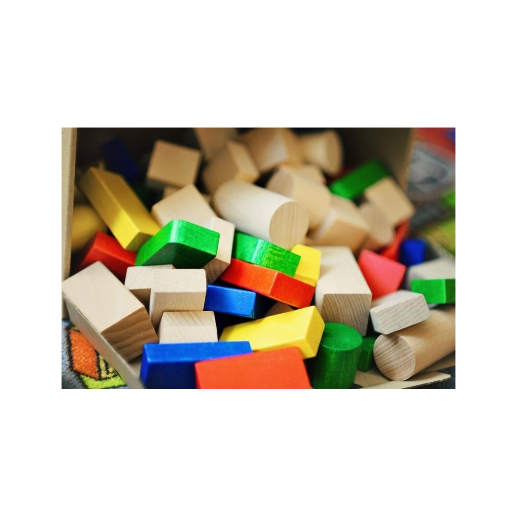 KLOCKI drewniane kolorowe 100 SZT LUPO MONTESSORI