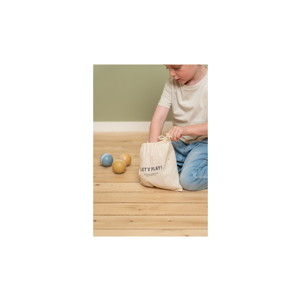Zestaw Piłek do Gry Boules - FSC - Little Dutch - Drewniane Kule Do Gry W Bule