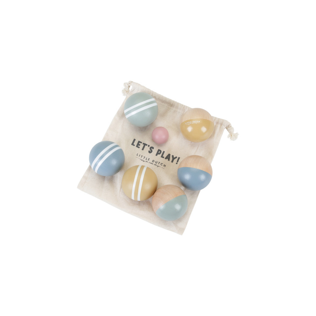 Zestaw Piłek do Gry Boules - FSC - Little Dutch - Drewniane Kule Do Gry W Bule