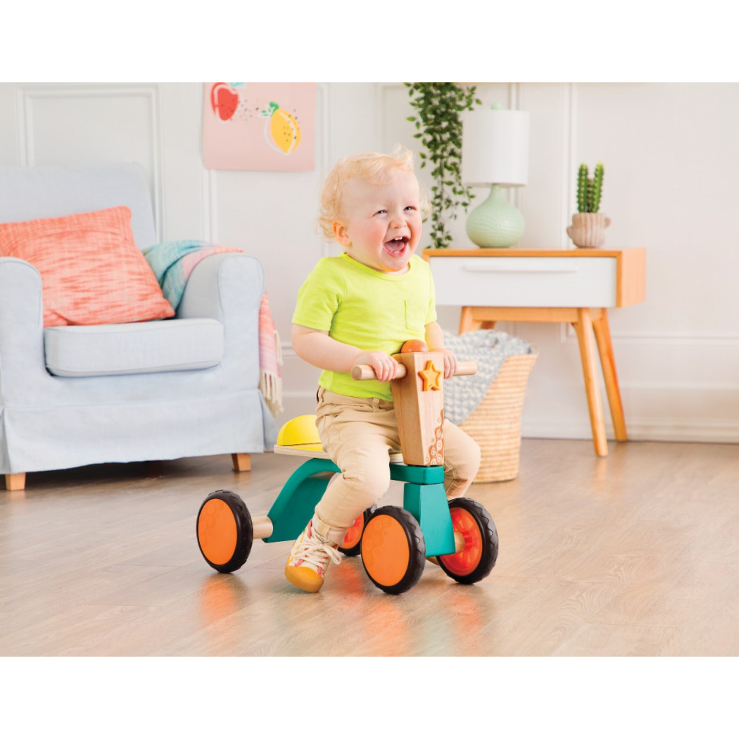Drewniany 4-kołowy Rowerek Biegowy - Wersja do Samodzielnego Montażu - Btoys