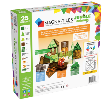 Jungle Animals - Zwierzęta Dżungla Klocki Magnetyczne 25 elementów - Magna-Tiles