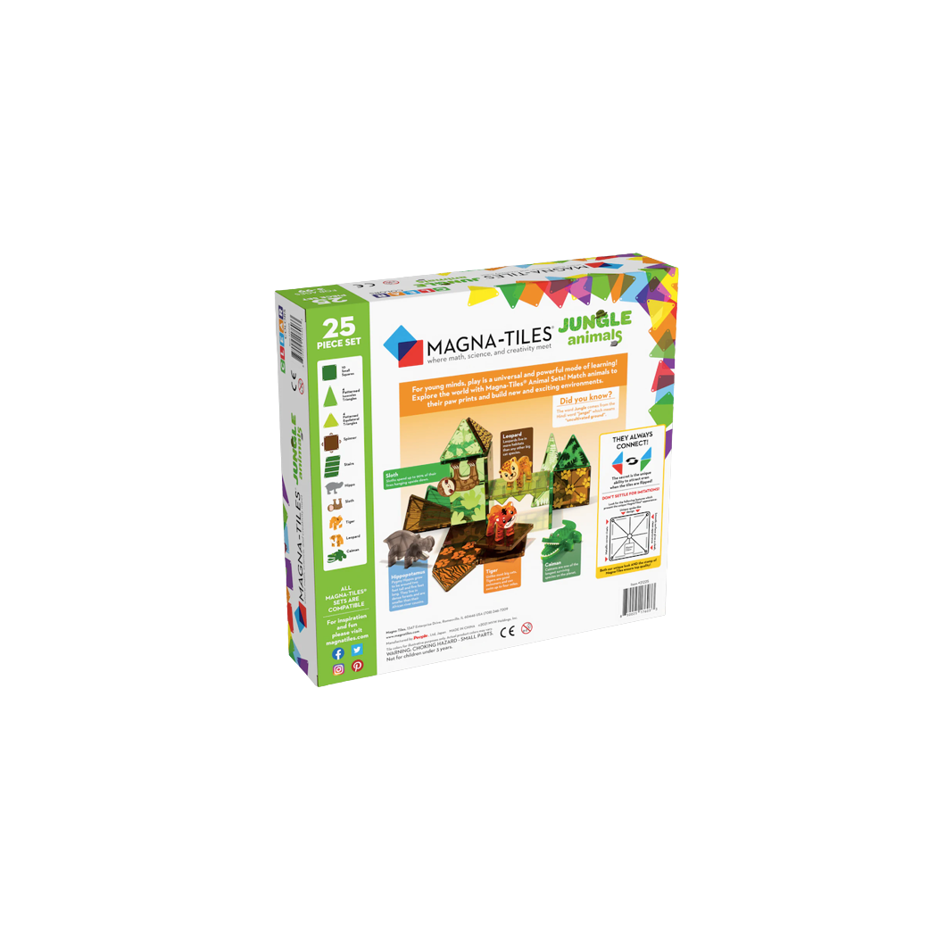 Jungle Animals - Zwierzęta Dżungla Klocki Magnetyczne 25 elementów - Magna-Tiles