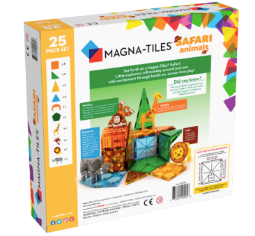 Safari Animals - Klocki Magnetyczne 25 elementów - Magna-Tiles