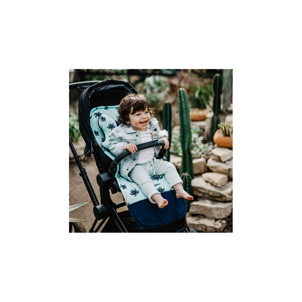 Prince Chessboard & Wind Blue - Wkładka do wózka - Stroller Pad - La Millou - Organic Jersey Collection