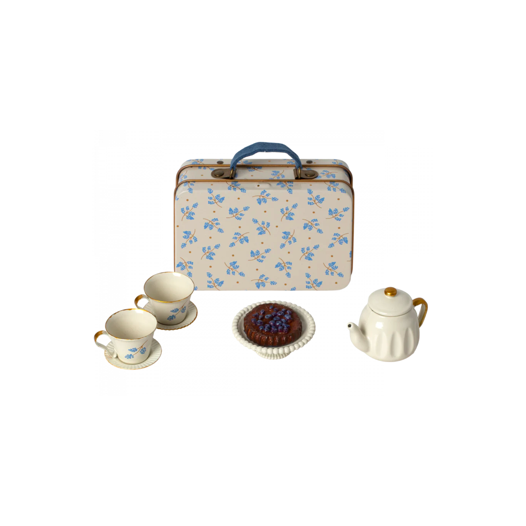 Blue Madelaine - Zestaw Herbaciany w Walizce - Afternoon Treat, Mouse - Akcesoria Dla Lalek - Maileg