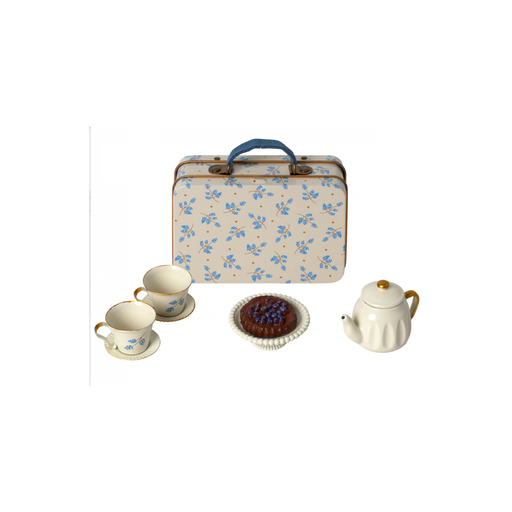Blue Madelaine - Zestaw Herbaciany w Walizce - Afternoon Treat, Mouse - Akcesoria Dla Lalek - Maileg
