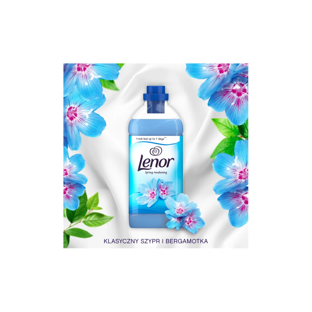 Spring Awakening - Niebieski Lenor - Płyn Do Płukania 1,6 l - 64 prań - Lenor